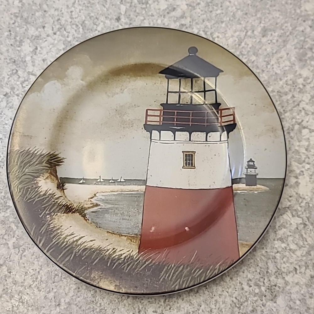 ONEIDA Lighthouse Themed Ceramic Plate Set The Art of Dining by the Sea - Picture 3 of 6
